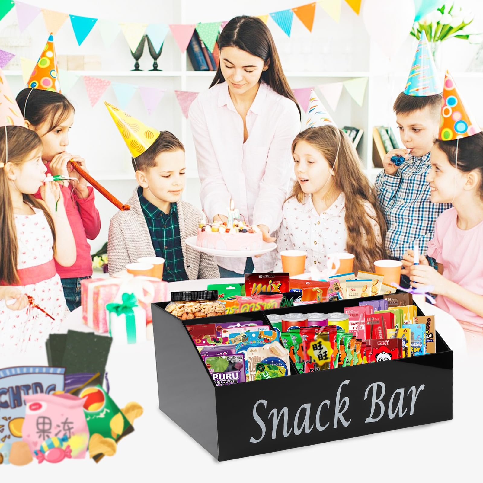 Xbopetda Snack Bar Station para bebidas y bocadillos, ideal para reuniones.