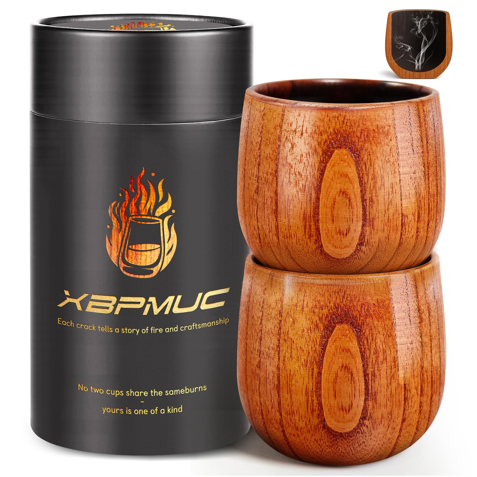 Vaso XBPMUC de whisky con madera carbonizada, 10oz, para degustación elevada.