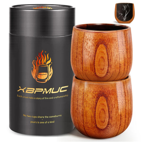 Vaso XBPMUC de whisky con madera carbonizada, 10oz, para degustación elevada.