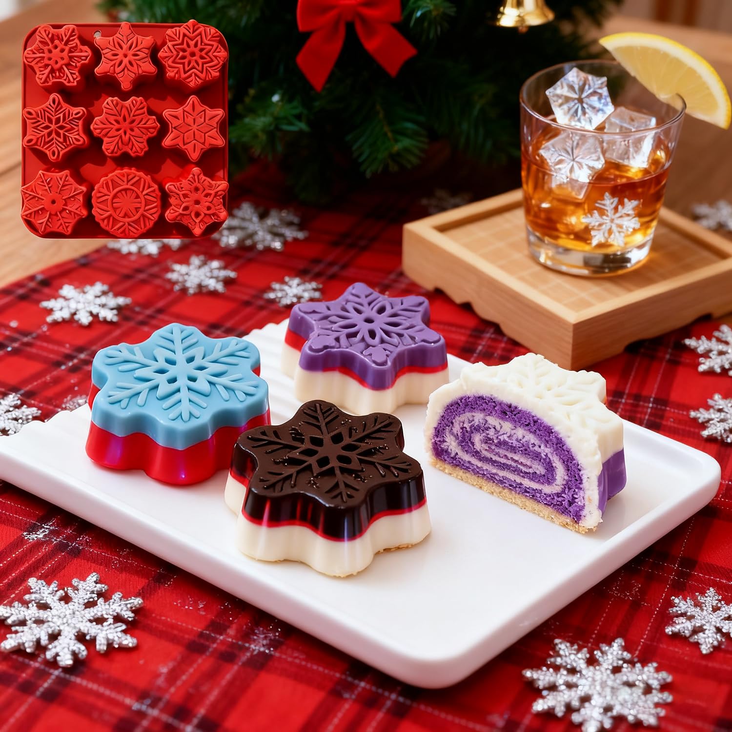 XBYzuzi molde silicona copo nieve 9 formas, crea decoraciones únicas para regalos