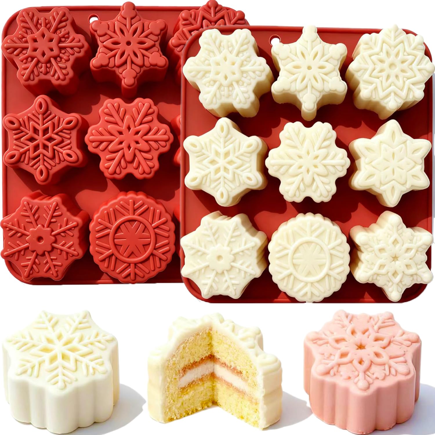 XBYzuzi molde silicona copo nieve 9 formas, ideal para decorar postres festivos