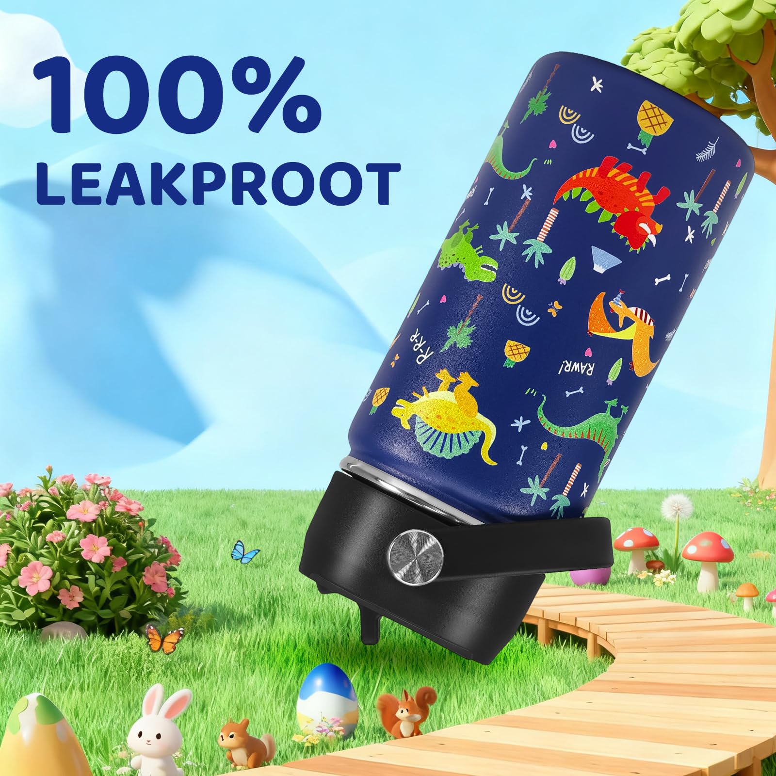 XccMe botella infantil motivos animales y pajita, diseño atractivo para niños