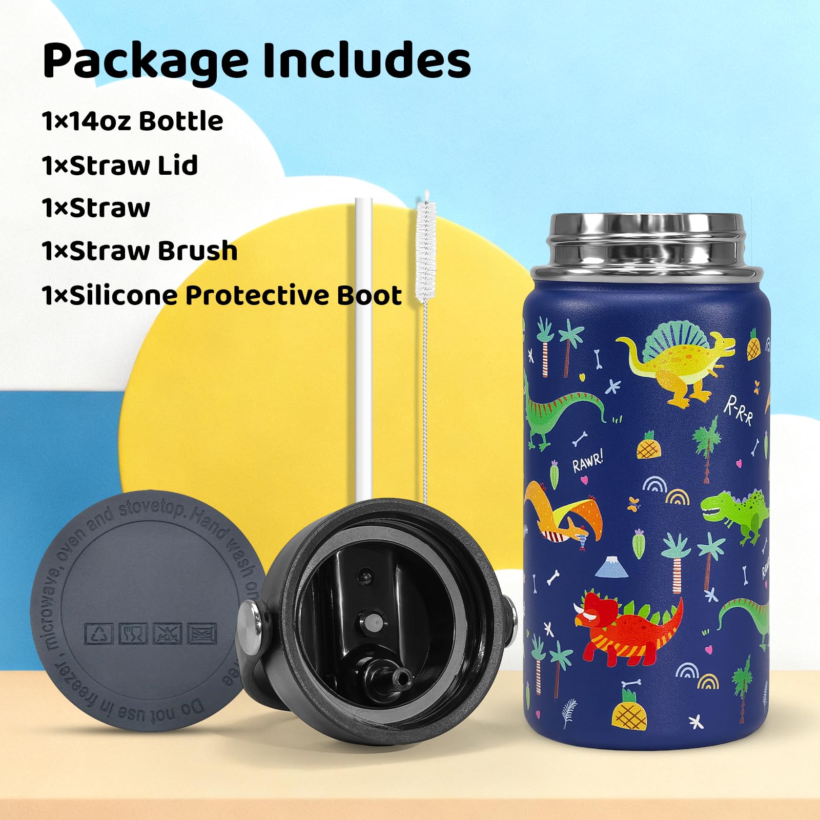 XccMe botella infantil tema espacial y pajita, perfecto para viajes