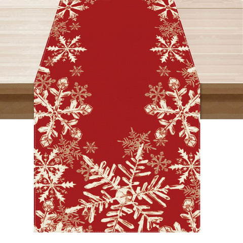 XCHI camino de mesa con copos de nieve rojos para cenas festivas