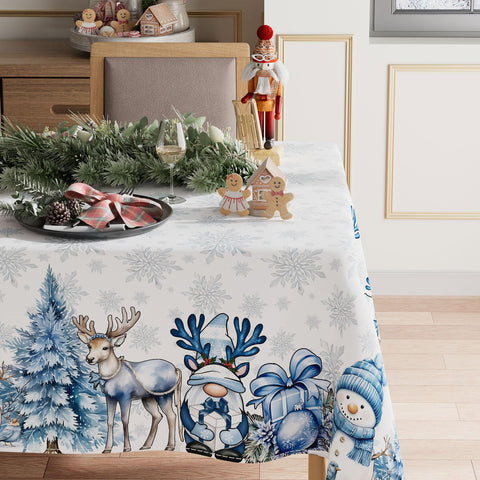 Mantel XCHI con copos de nieve, crea ambiente invernal.