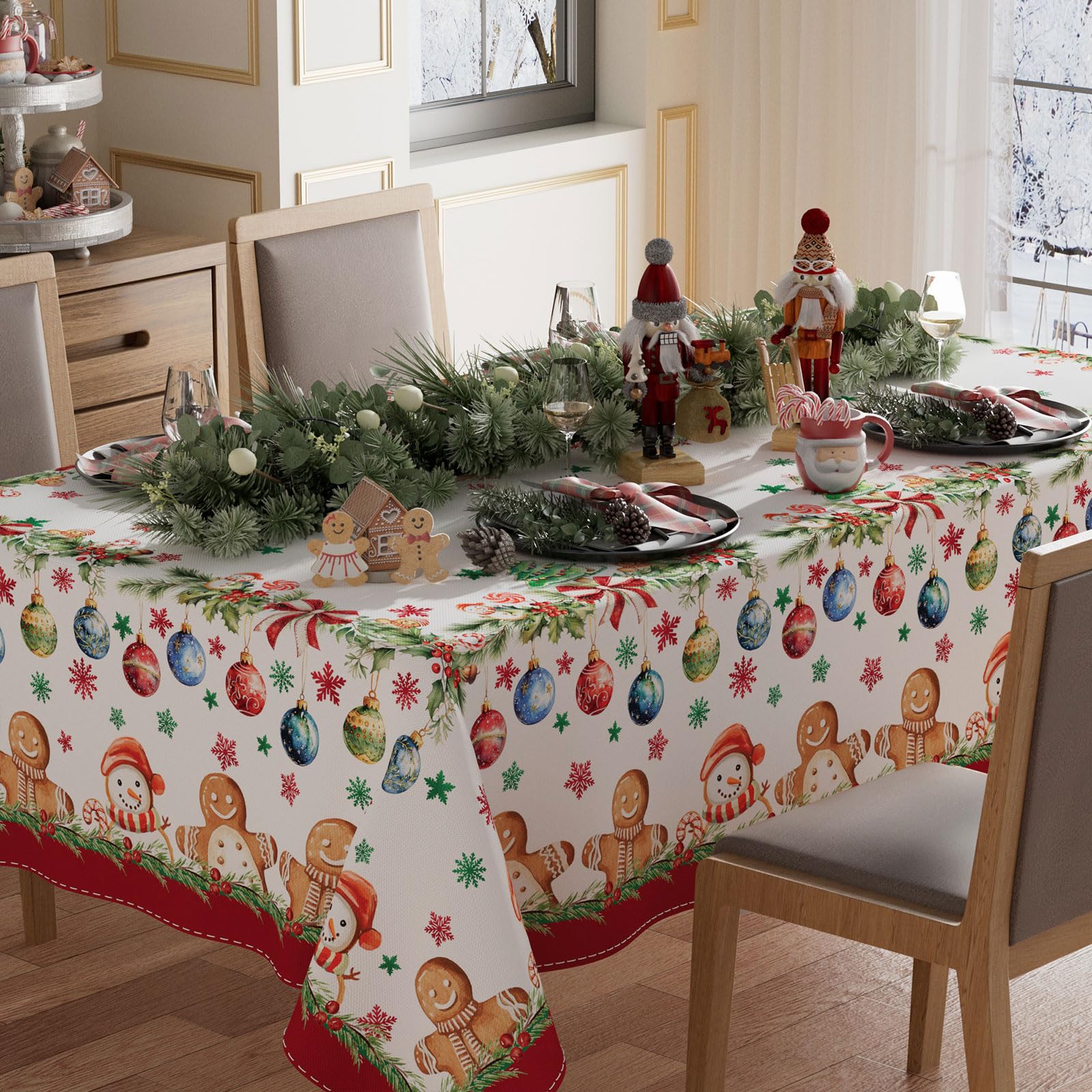 Mantel XCHI con figura de hombre jengibre para fiestas navideñas y comedor