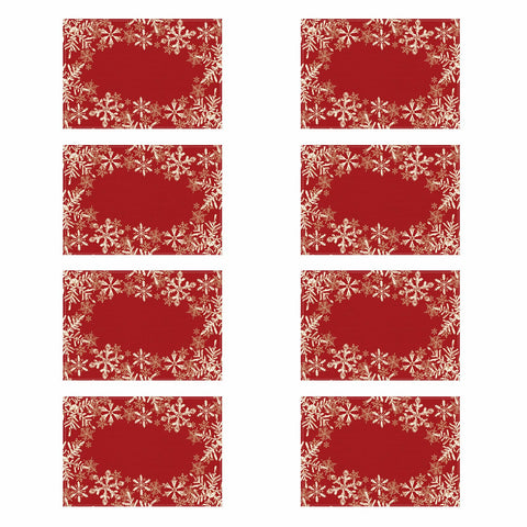 XCHI mantel individual con diseño navideño de copos de nieve para cenas festivas