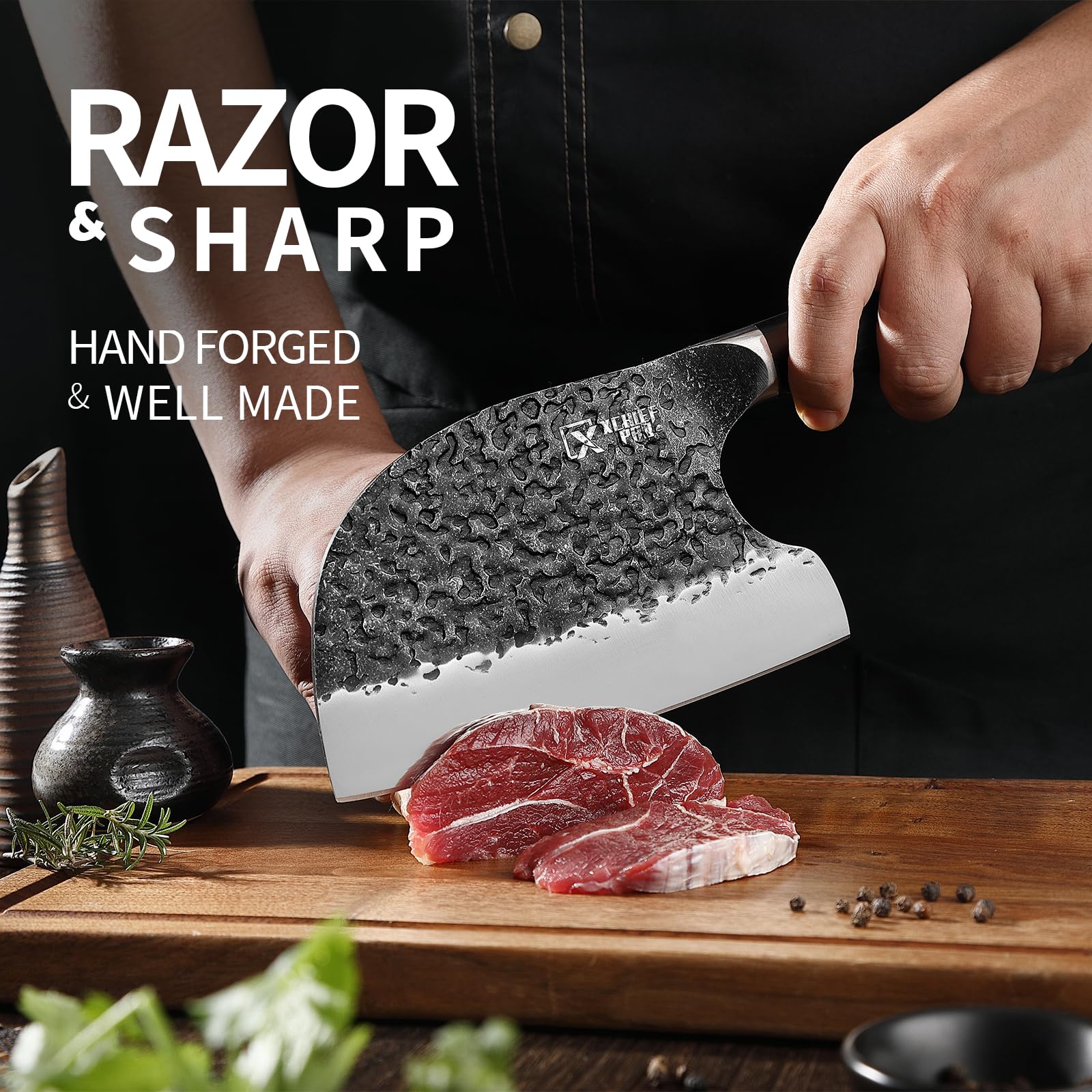 XCHIEF PRO conjunto cuchillo Nakiri 7 pulgadas ideal para verduras.
