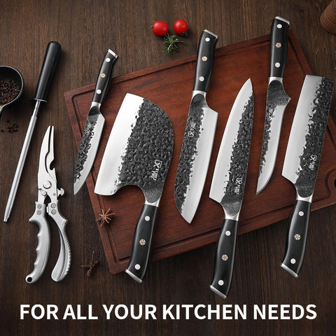 XCHIEF PRO conjunto cuchillo Santoku 7 pulgadas para rebanar y picar con control.