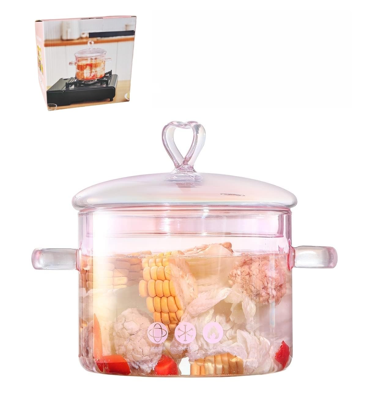 XCTFWKzK olla de vidrio rosa para potpourri, ideal para ambientar ambientes con color.