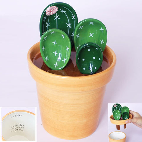 xdonef cactus en maceta: conjunto medidores para medir azúcares y especias.
