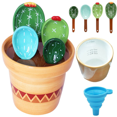 Conjunto XDONEF Cactus en maceta: medición precisa y decoración de encimera.