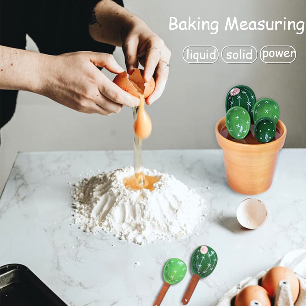 xdonef cucharas medidoras cactus cerámica: útiles para ingredientes secos y líquidos con estilo.