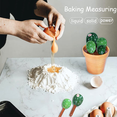 xdonef cucharas medidoras cactus cerámica: útiles para ingredientes secos y líquidos con estilo.