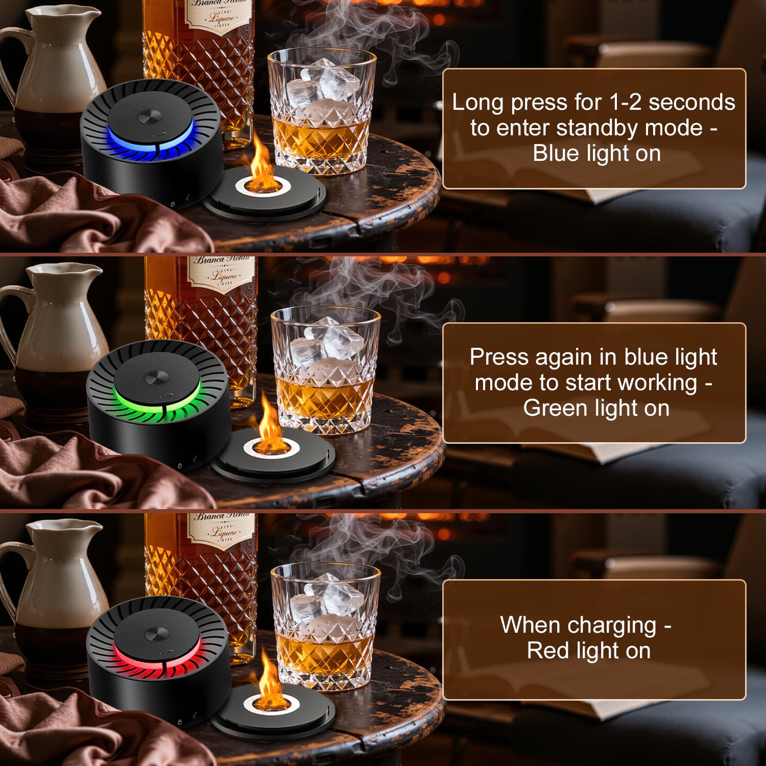 XDTIME ahumador eléctrico con luces ambientales para bar hogareño