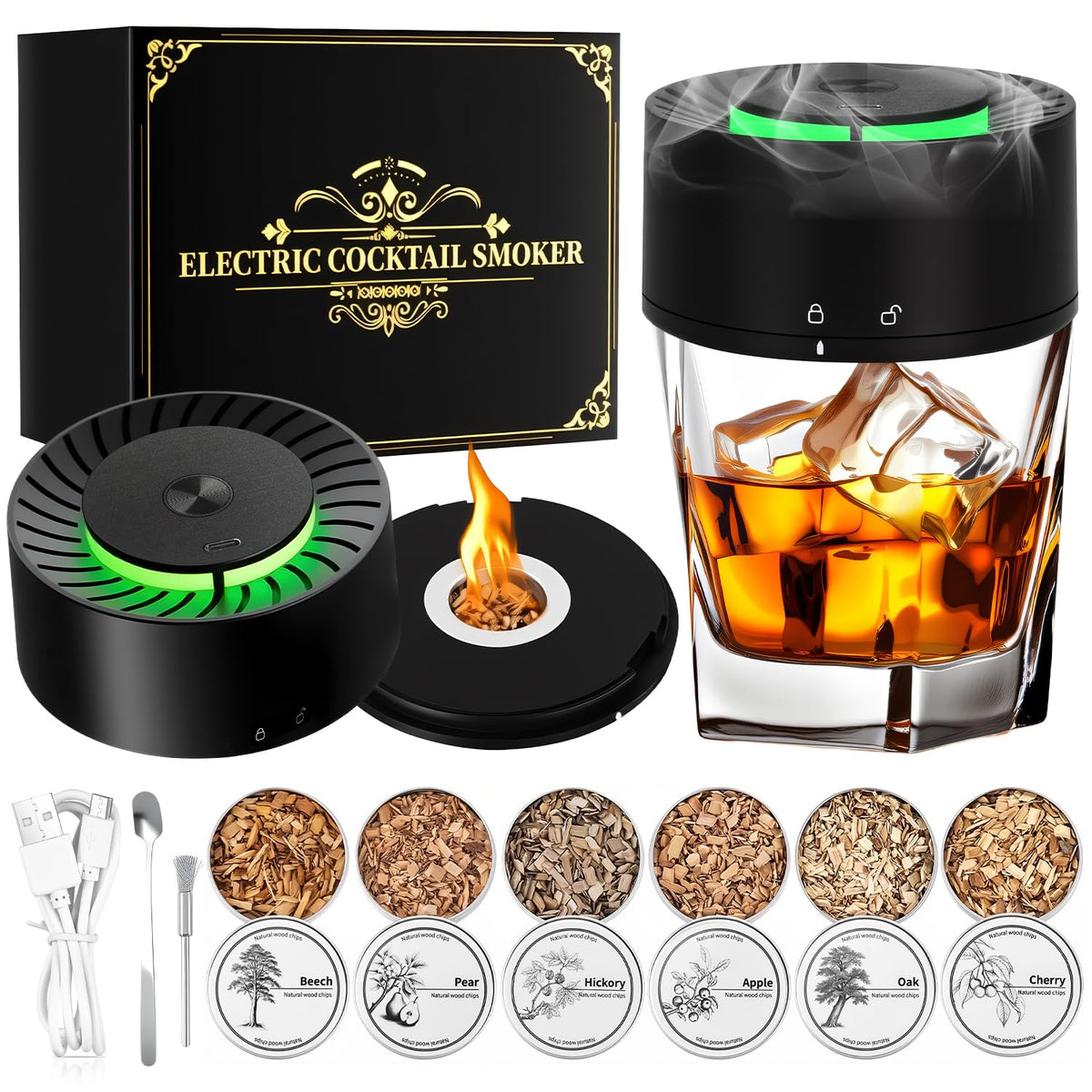 XDTIME ahumador eléctrico para whisky, kit completo para casa