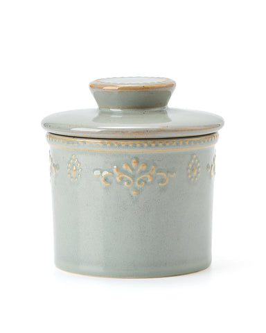 Mantequillera XELA con diseño vintage turquesa, elegante en la encimera para la cocina.