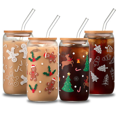 Xelewooz copas cristal navidad 16oz, perfectas para bebidas festivas.
