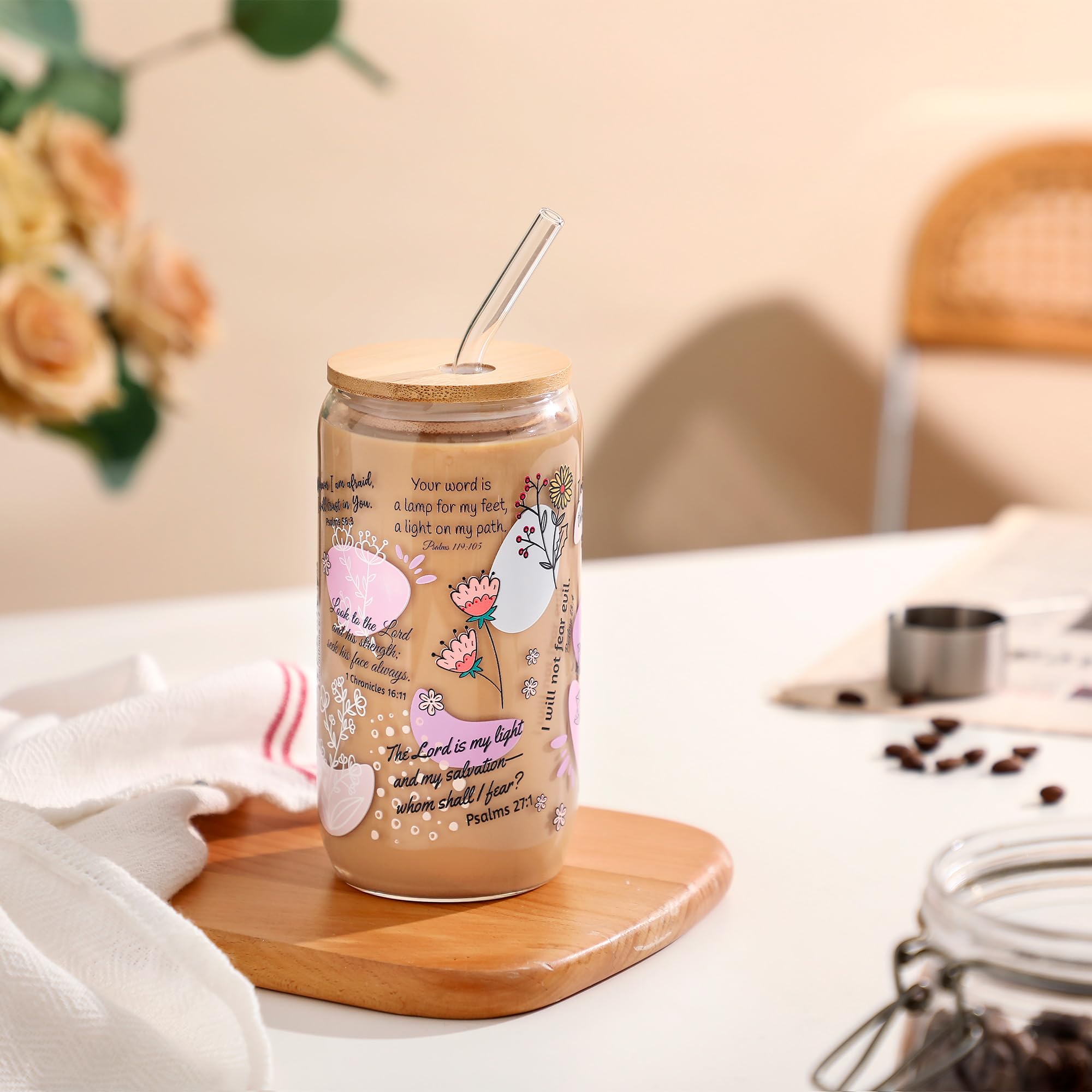 Vaso cristiano Xelewooz con paja, ideal para café y bebidas frías