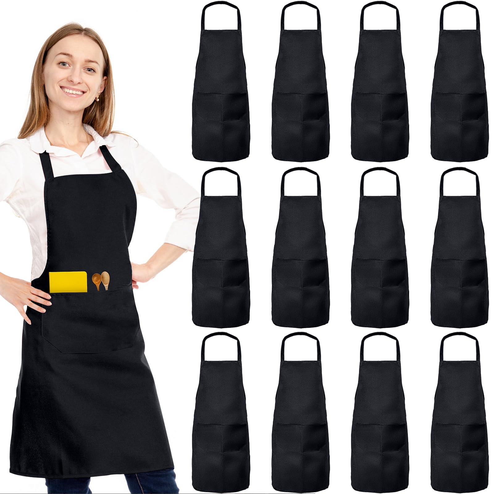 Delantal XEMGUE para cocina con dos bolsillos, útil para utensilios y notas en el trabajo.