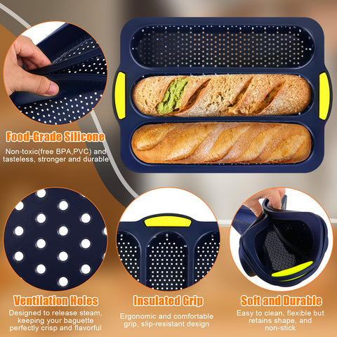 XenMee molde baguette silicona: rango de temperaturas amplio mantiene resultados consistentes.