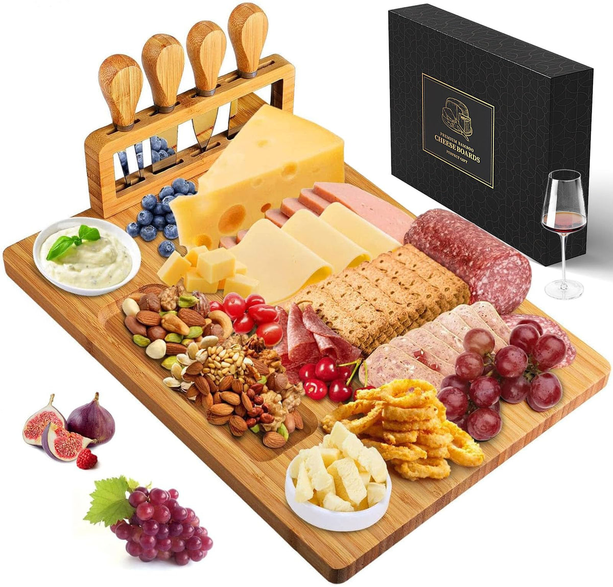 Xergur tablero de queso de bambú 14x11 para servir en reuniones.