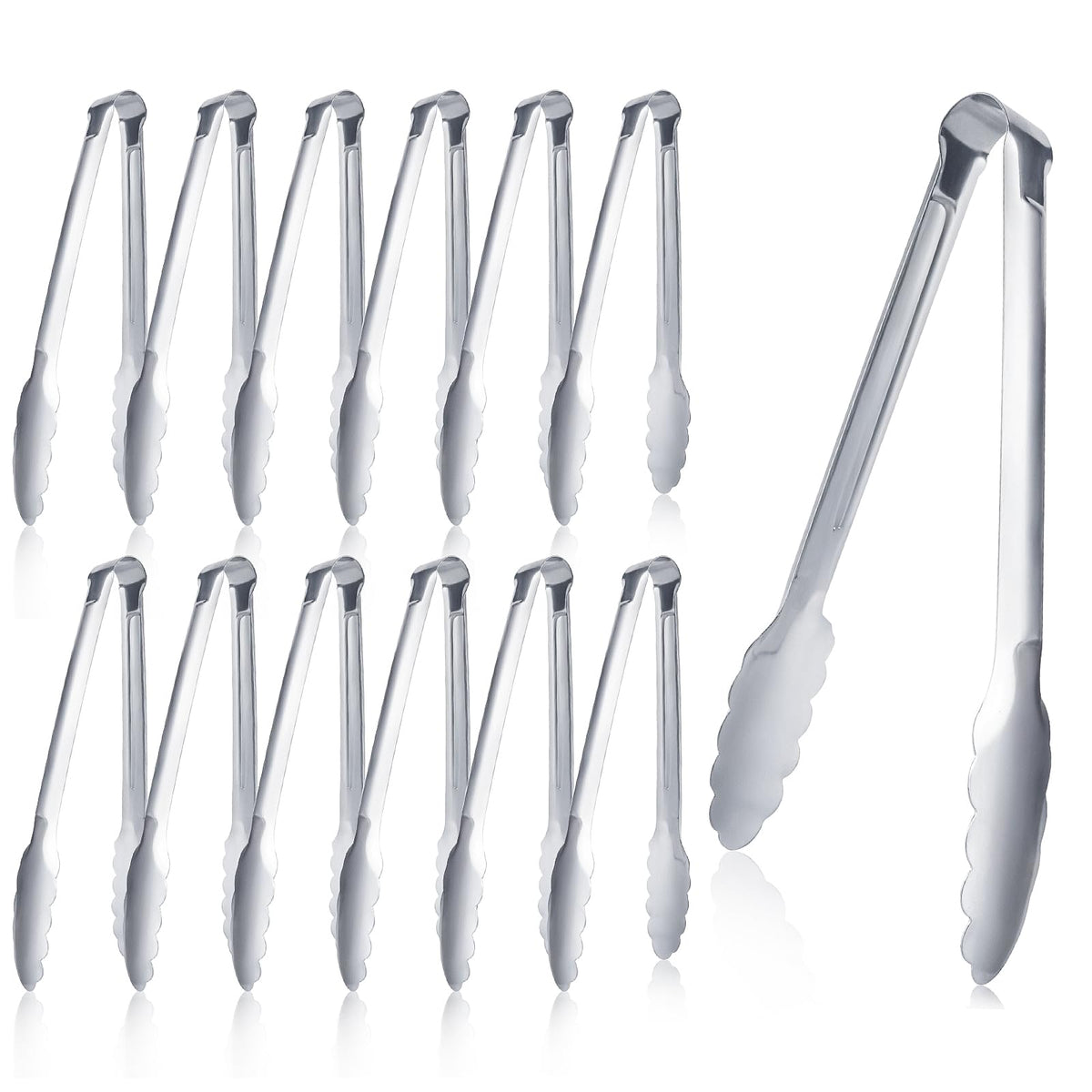 Pinzas XEVOM buffet 7 pulgadas para servicio, 12 piezas en acero inoxidable.
