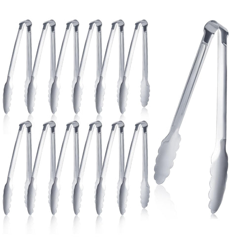 Pinzas XEVOM buffet 7 pulgadas para servicio, 12 piezas en acero inoxidable.