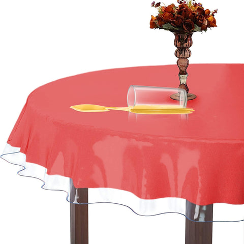 XFasten mantel plástico transparente de 70 pulgadas para mesa redonda, protección duradera.