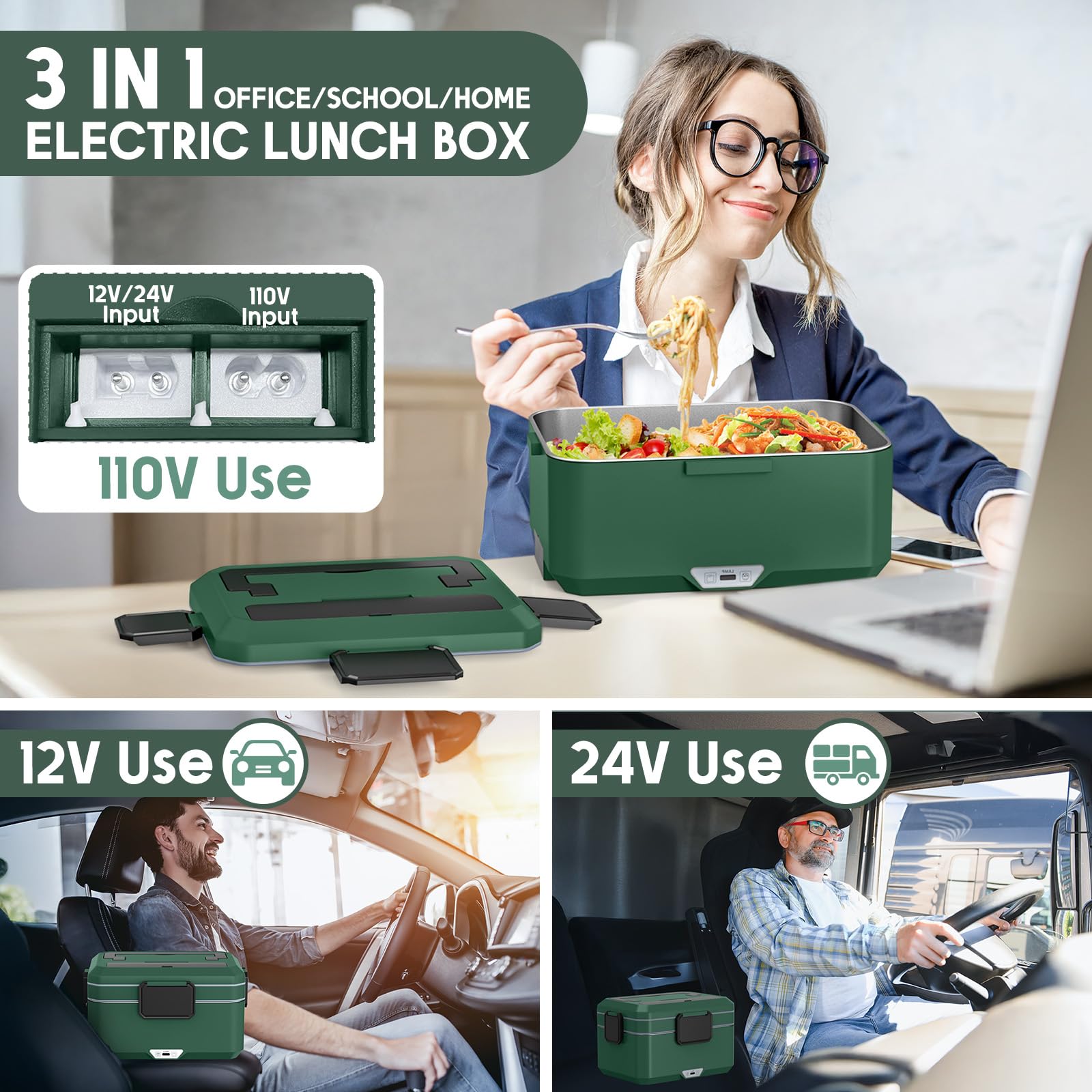 Xflyee caja-almuerzo eléctrica con doble capa evita mezclar aromas entre comidas.