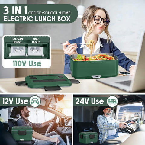 Xflyee caja-almuerzo eléctrica con doble capa evita mezclar aromas entre comidas.