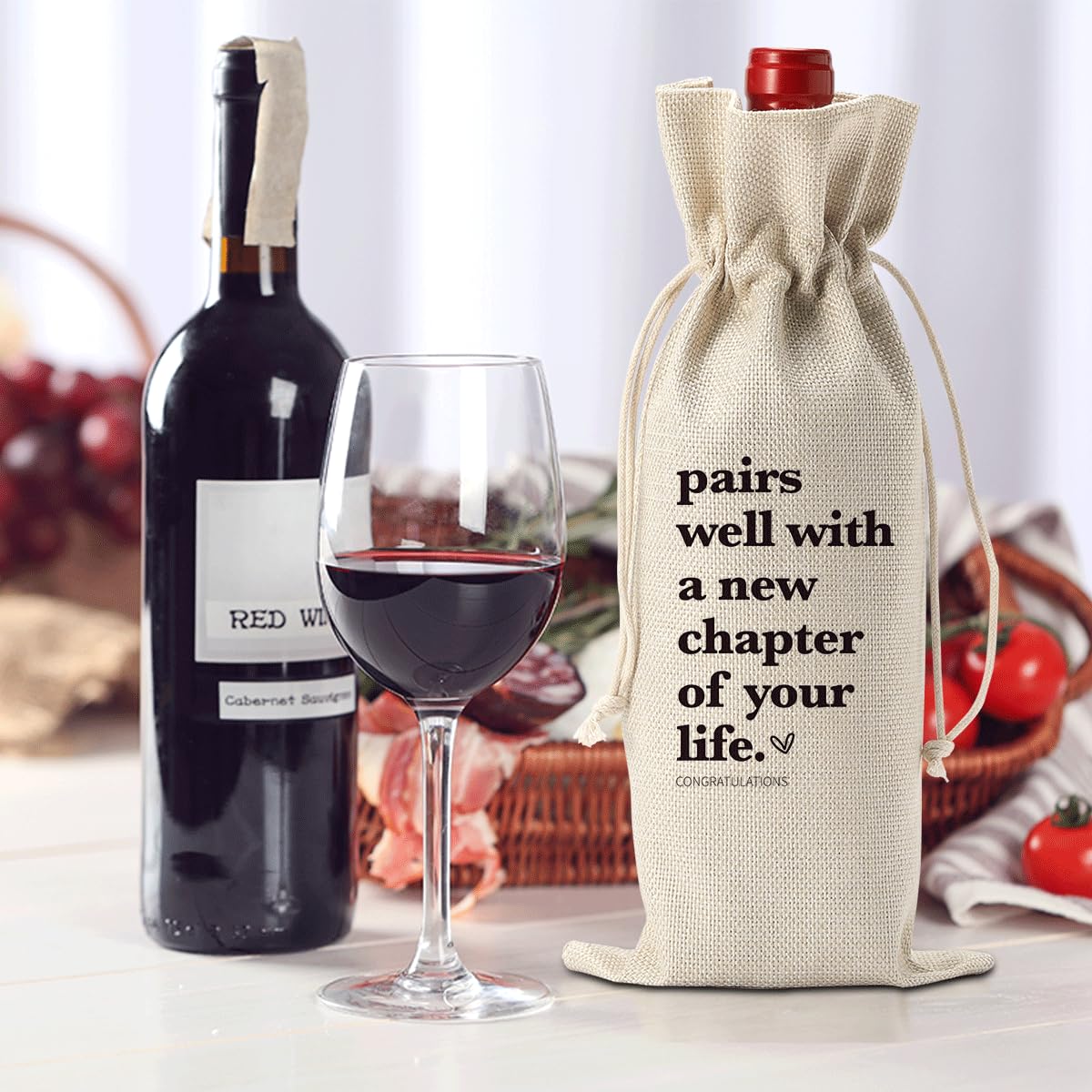 XFW bolsa de vino de arpillera para botellas de 750 ml.