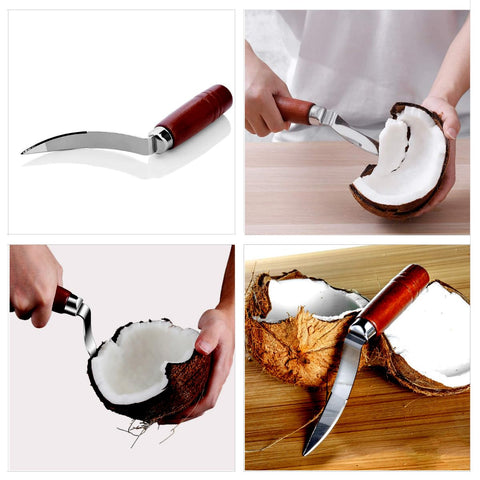 XHGAYL cuchillo raspador para coco con mango ergonómico