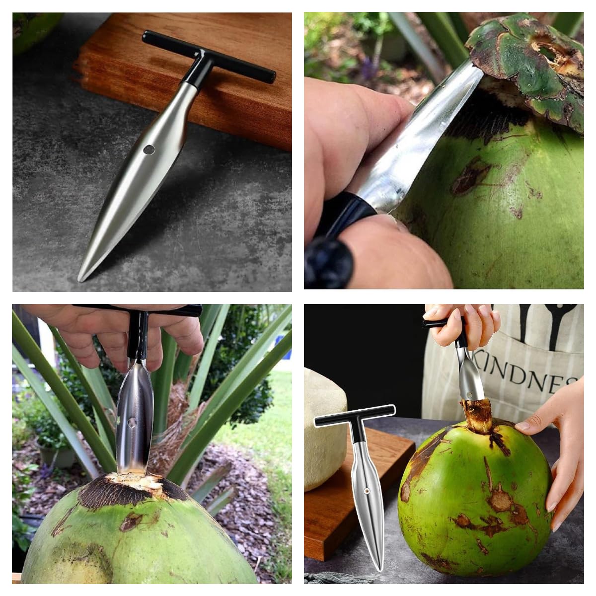 XHGAYL punzón para coco de acero inoxidable facilita abrir cocos