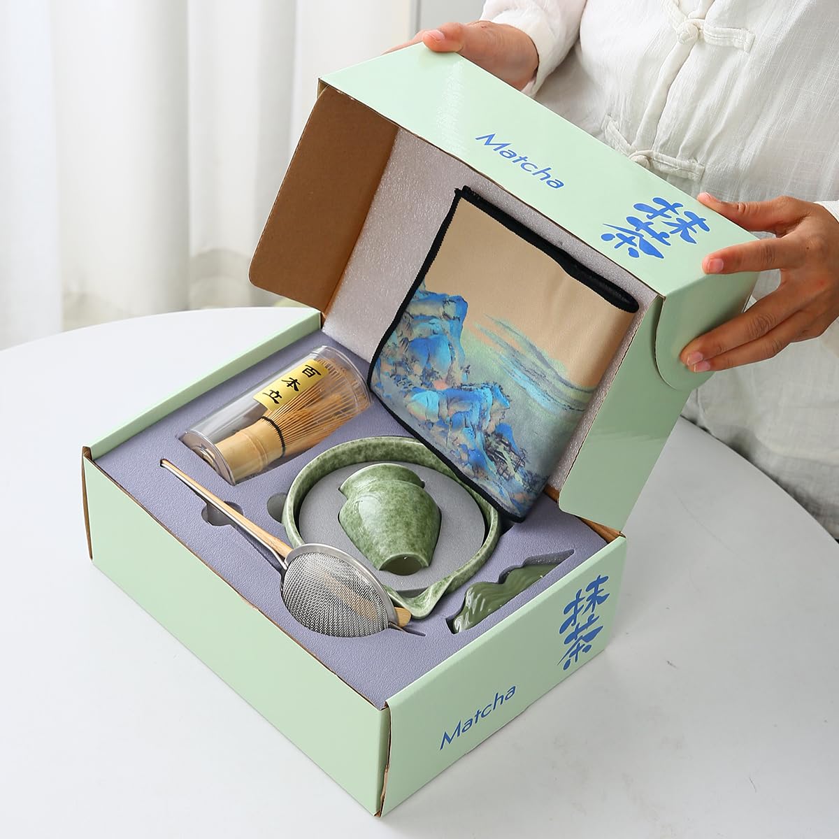 XhiGeUFG Set Matcha copas cerámicas para porciones