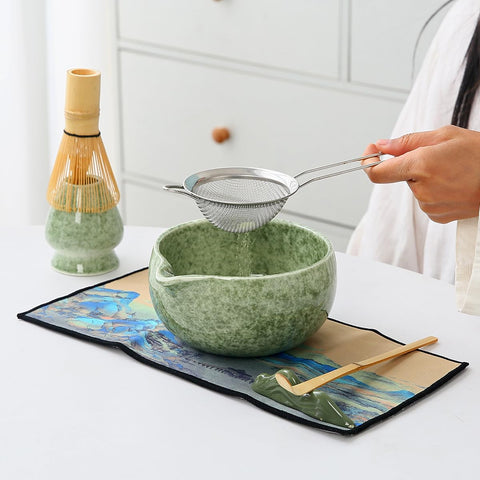 XhiGeUFG Set Matcha soporte para batidor cerámico limpio