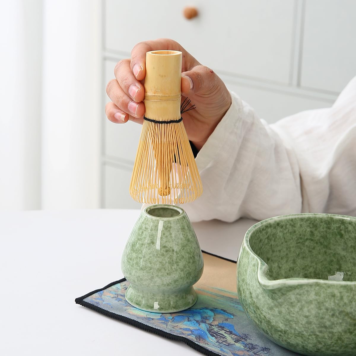 XhiGeUFG Set Matcha soporte para cuchara cerámica ordenada