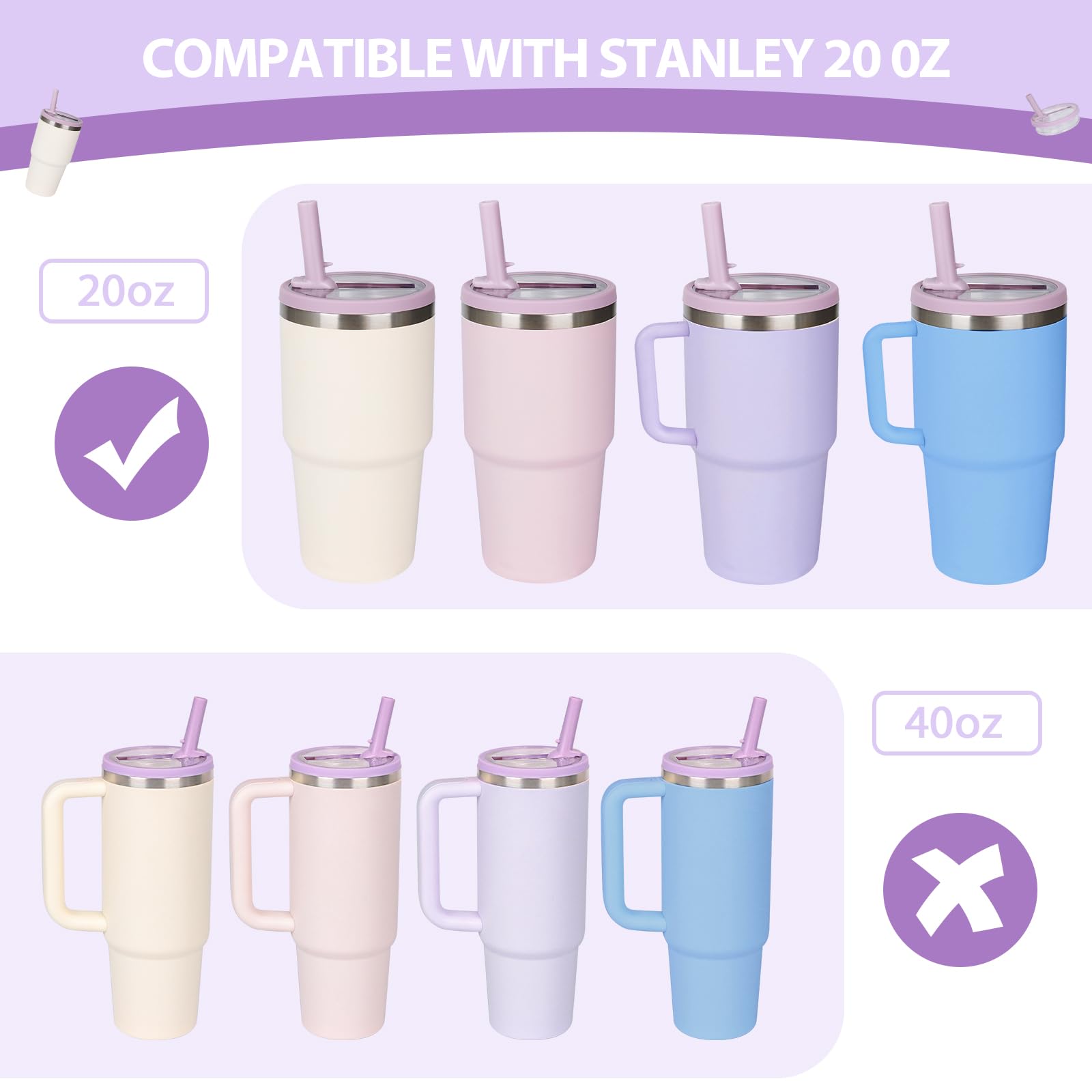 Tapa anti derrames XHJH para Stanley Quencher 20 onzas morada