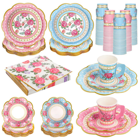 Xiangqu conjunto tazas y platos para fiesta de té, 9 onzas con manija, para 50 invitados.
