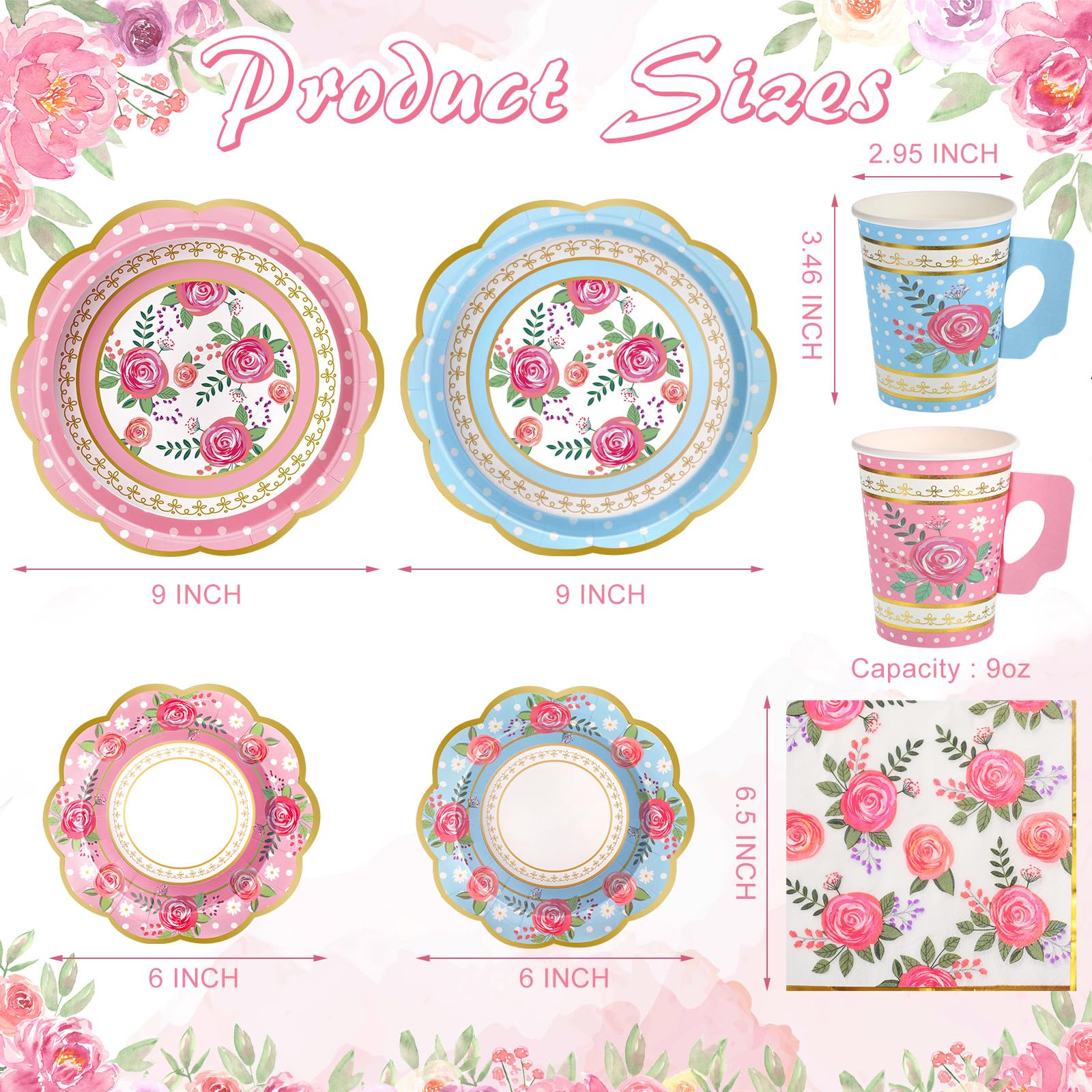 Xiangqu taza 9 onzas con manija, diseño floral para servir bebidas.