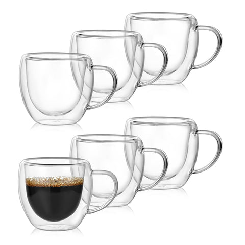 Tazas espresso de xianingass, doble pared para mantener caliente sin quemar