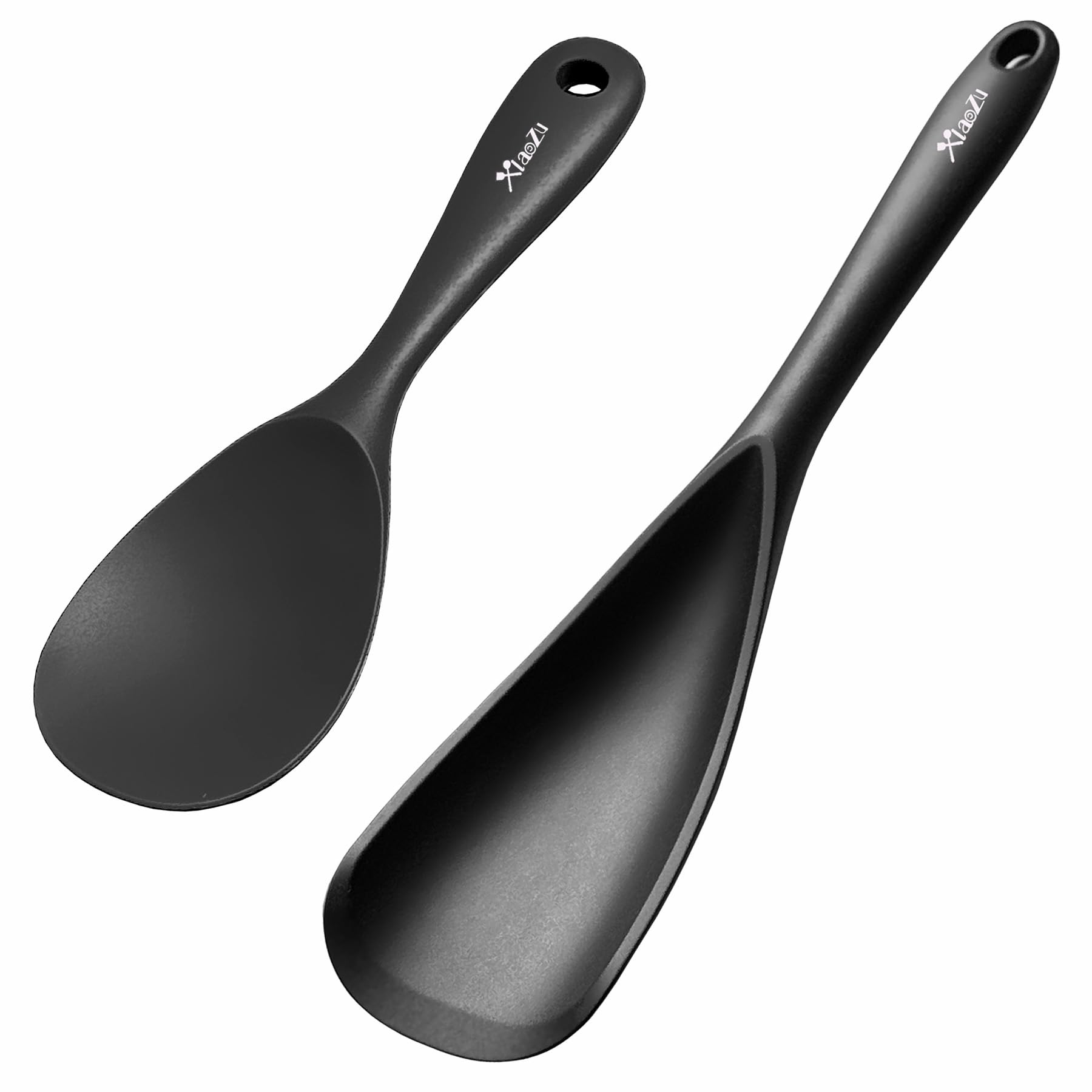 XiaoZu cuchara de cocina silicona negro, ideal para mezclar y servir sin rayar