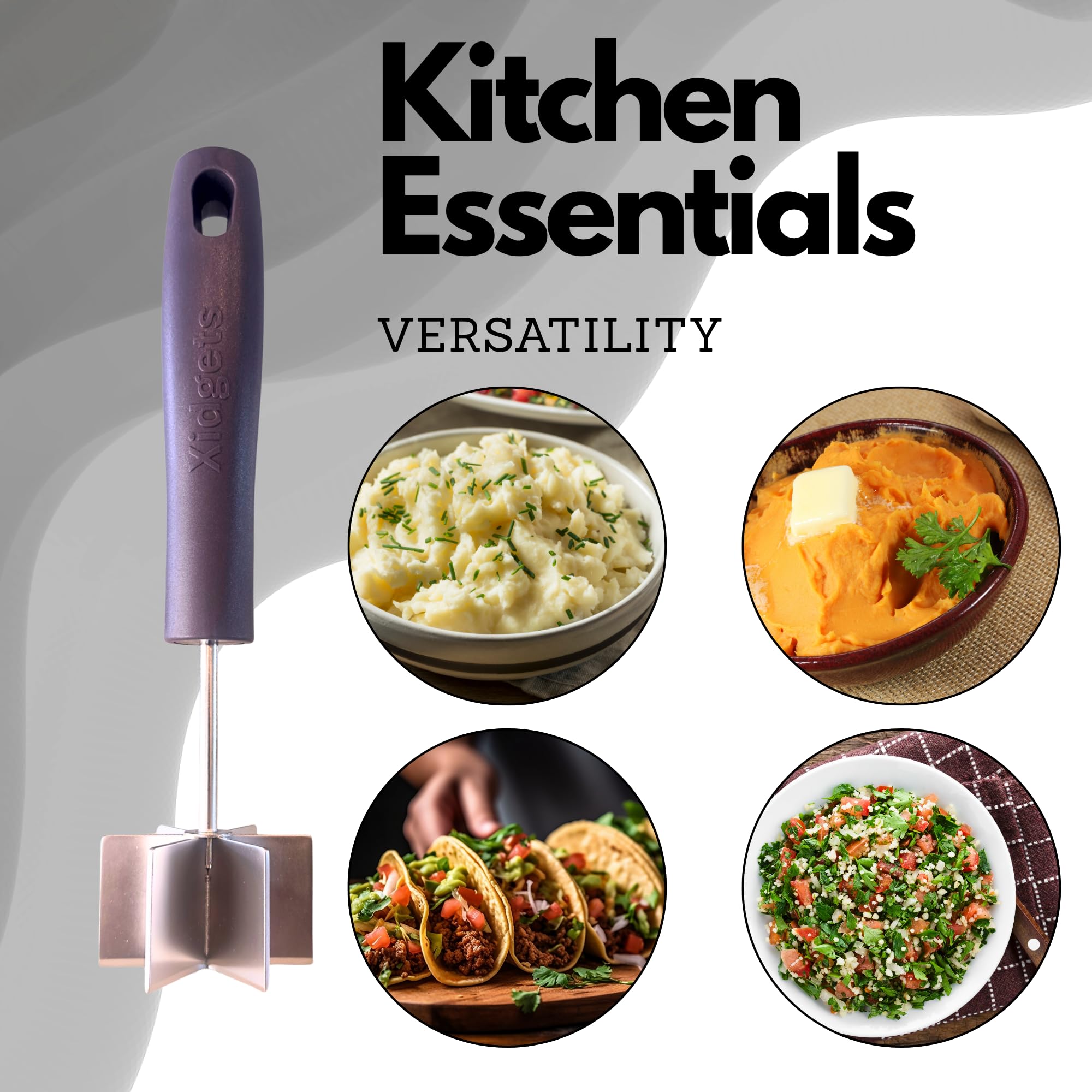Xidgets cabeza machacadora de acero rompe carne con control.