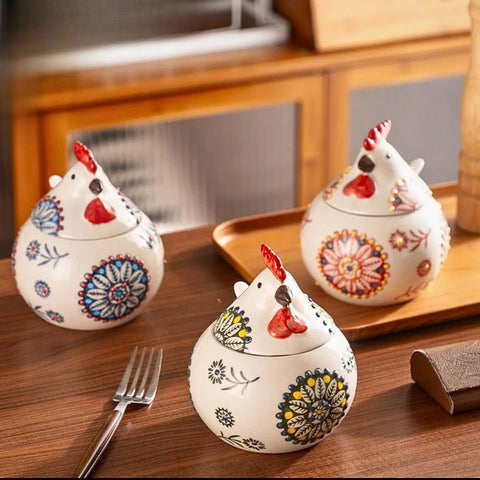 XIEFFICH salero cerámico gallo azul regalo práctico de cocina