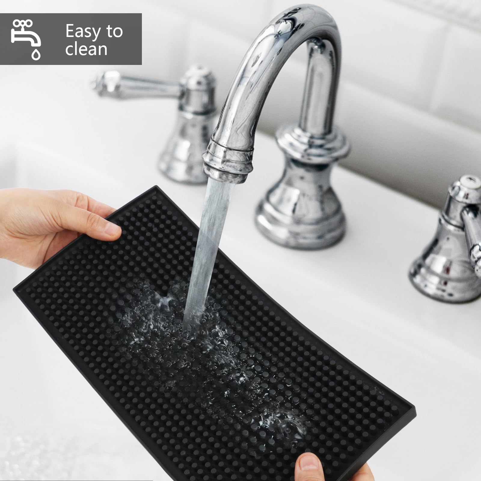 XieNie Bar Mat 6x12 negro, antideslizante, mantiene las copas en su sitio.