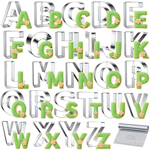 Cortadores de letras xify's para galletas con 26 letras en acero inoxidable.