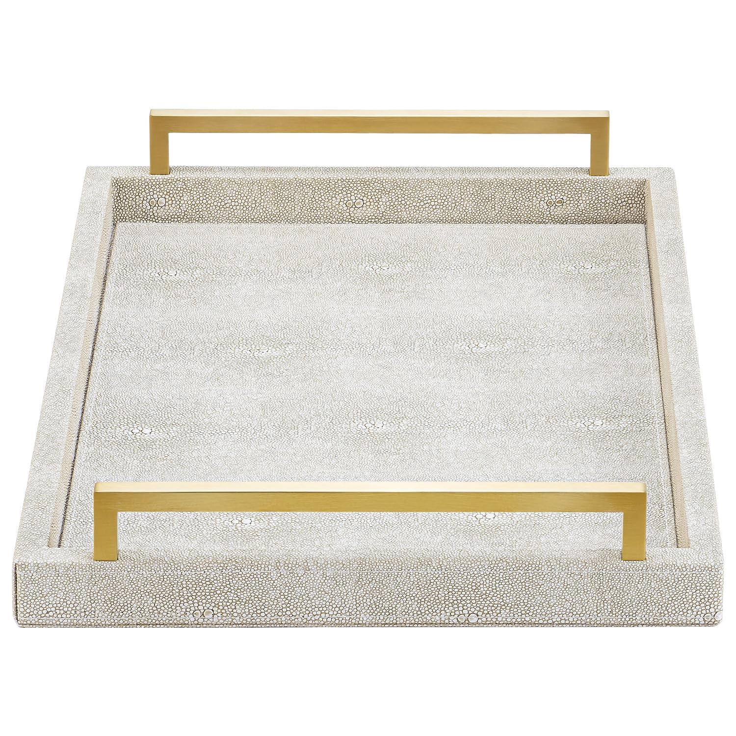 Bandeja XIGEXIGE con textura shagreen marfil para servir bebidas con estilo