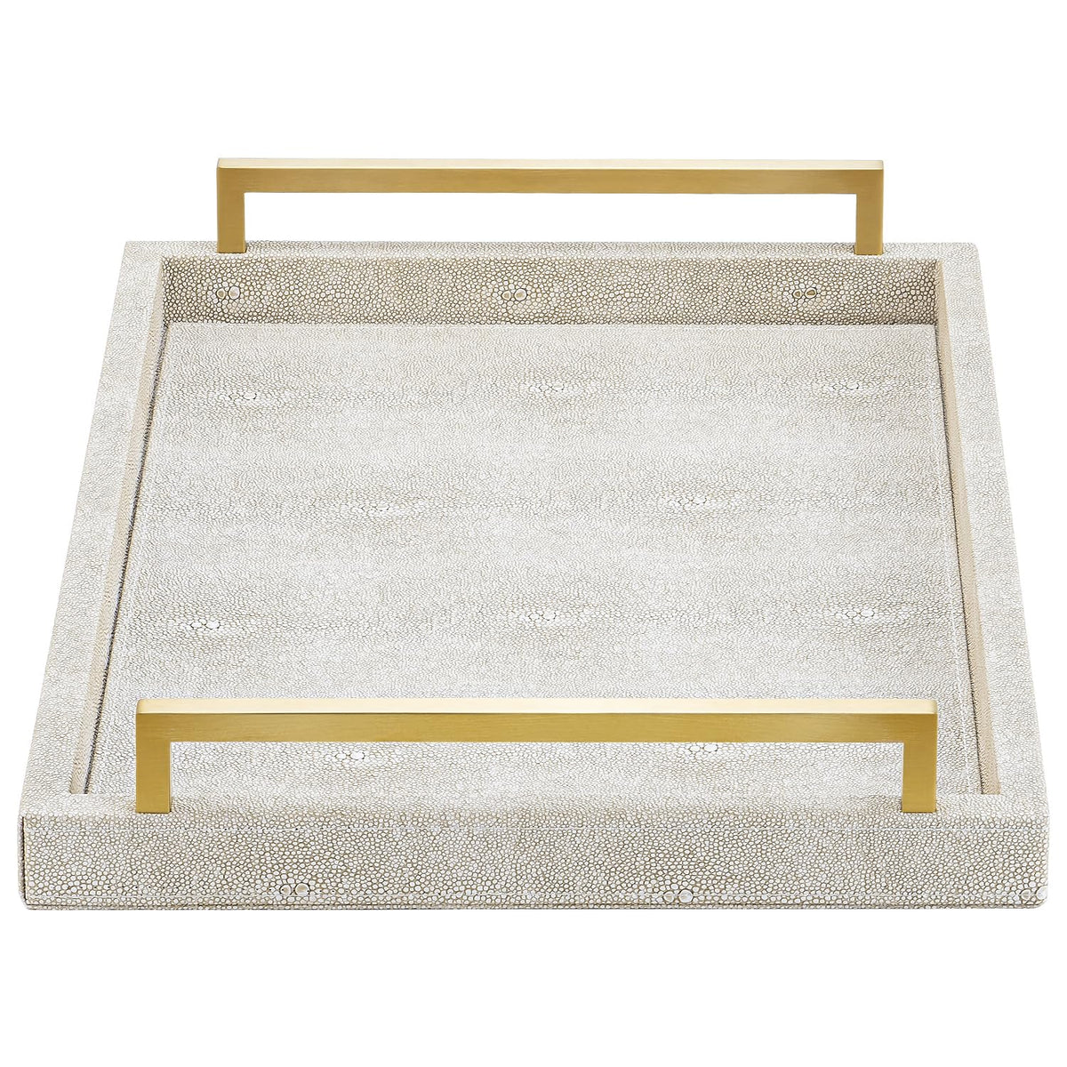 Bandeja XIGEXIGE con textura shagreen marfil para servir bebidas con estilo
