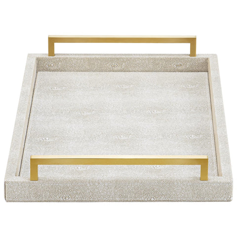 Bandeja XIGEXIGE con textura shagreen marfil para servir bebidas con estilo