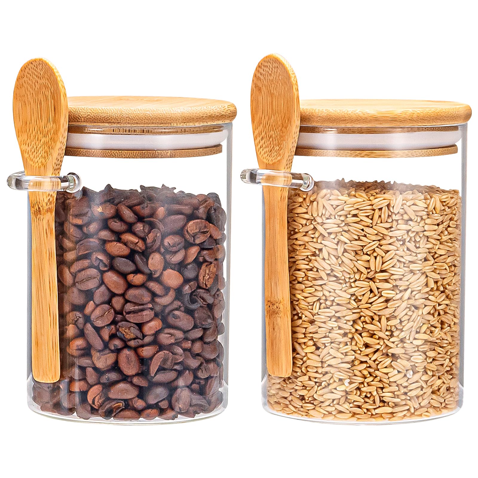 Xigugo tarro de vidrio 590 ml con tapa de bambu para almacenamiento hermetico